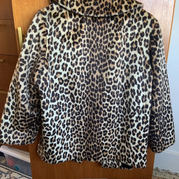 Vintage 60s Leopard Peacoat faux Fur size large 12 14 - Picture 11 of 14